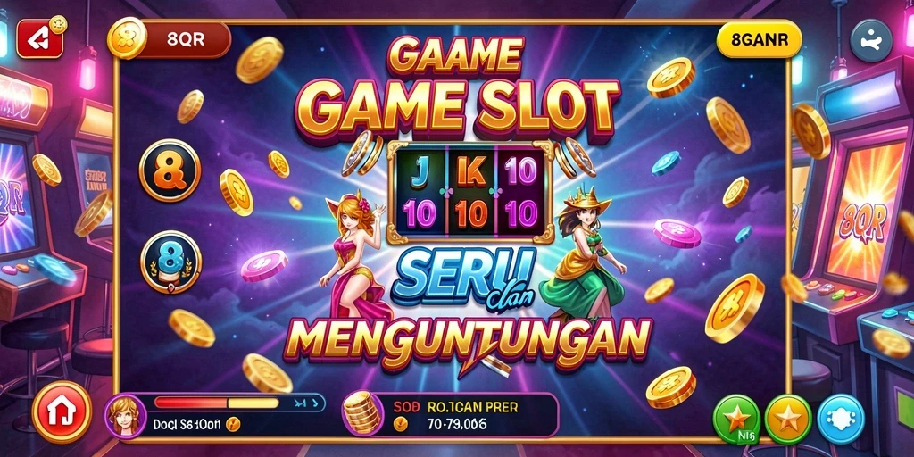 Gameplay seru 8QR dengan berbagai tema slot.