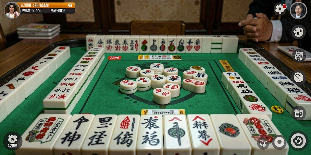 Tampilan menarik dari gameplay A200M dengan suasana Mahjong yang menyenangkan.