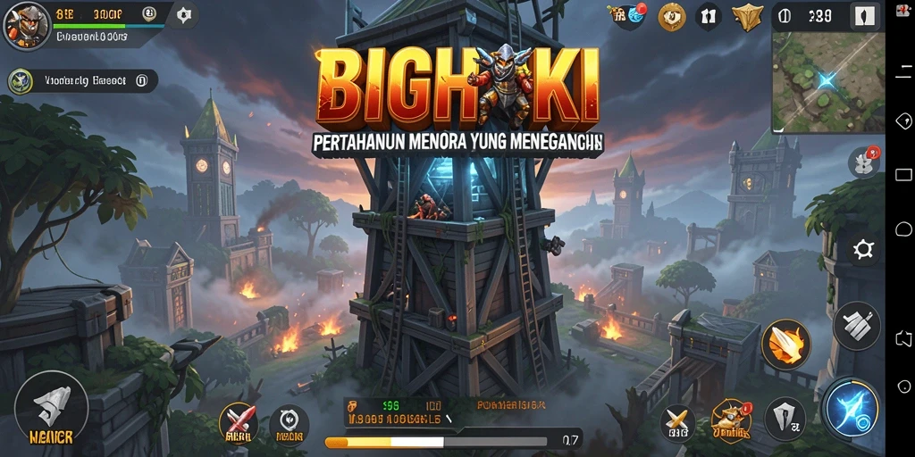 Tangkapan layar gameplay BIGHOKI dalam aksi Tower Defense yang mendebarkan.