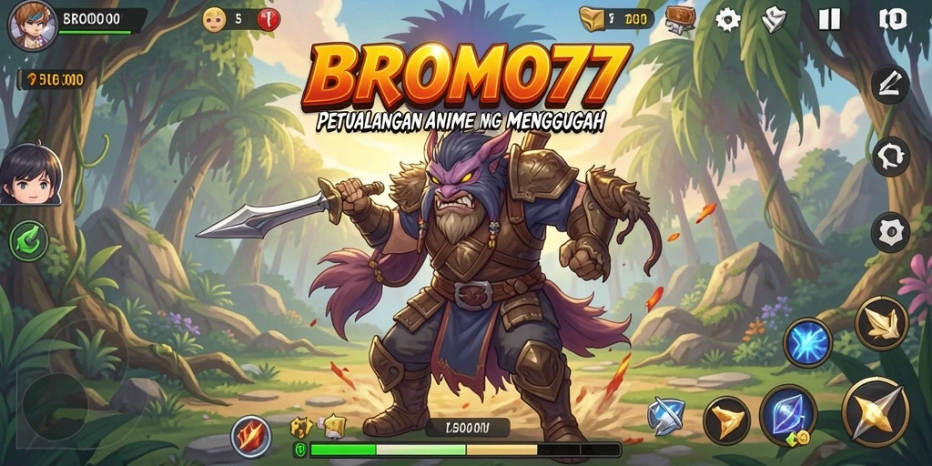 Tampilan menakjubkan dari gameplay yang penuh aksi dalam BROMO77.