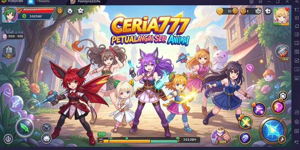 Tampilan screenshot utama CERIA777 dengan karakter Anime yang penuh warna.