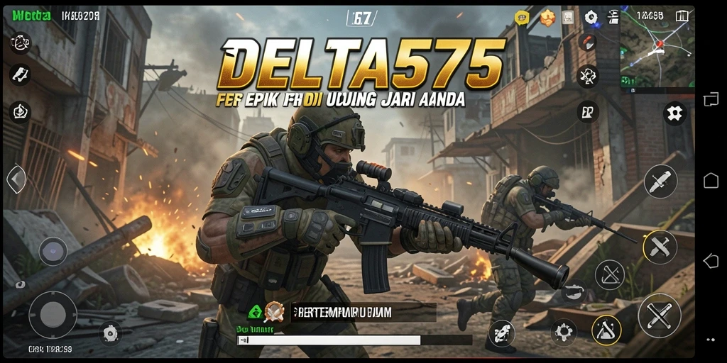 Tangkapan layar DELTA575 menunjukkan aksi menegangkan di medan perang FPS.