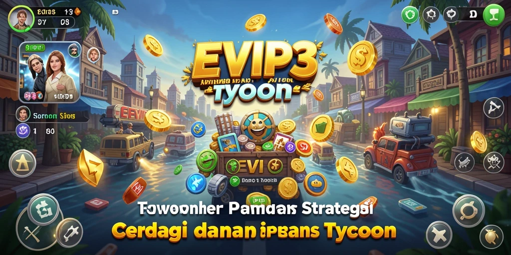 Screenshot gameplay EVIP3 yang menunjukkan pengelolaan bisnis Tycoon.