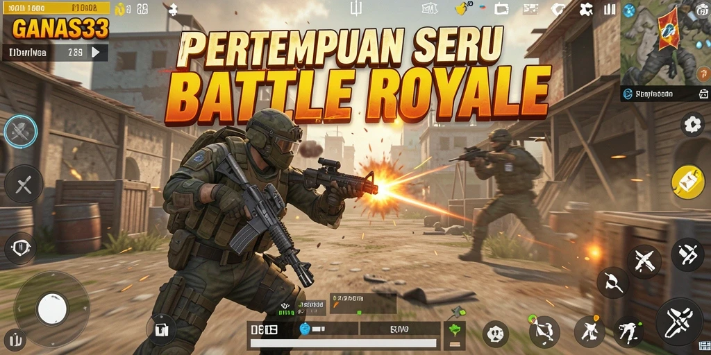 Screenshot menunjukkan aksi mendebarkan di arena Battle Royale.