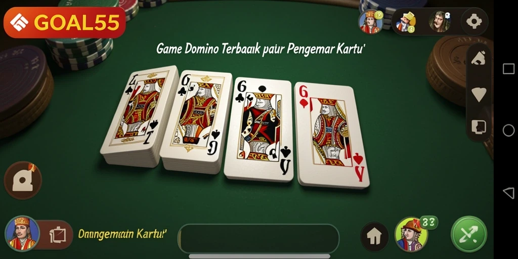 Screenshot utama GOAL55 menunjukkan gameplay seru dan kompetitif di Domino.