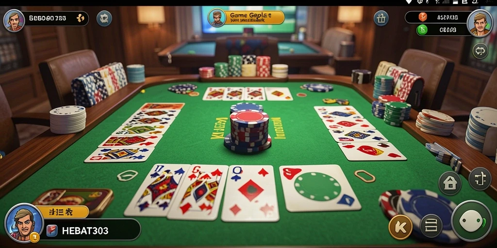 Tampilan gameplay Gaple seru di HEBAT303 yang menarik.