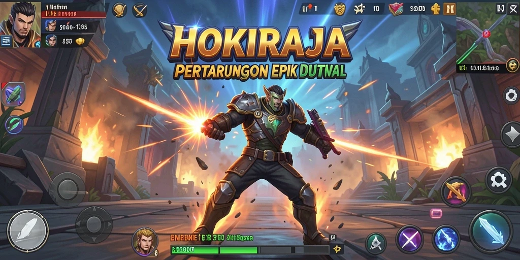 Screenshot gameplay <strong>HOKIRAJA</strong> menunjukkan momen pertarungan yang seru.