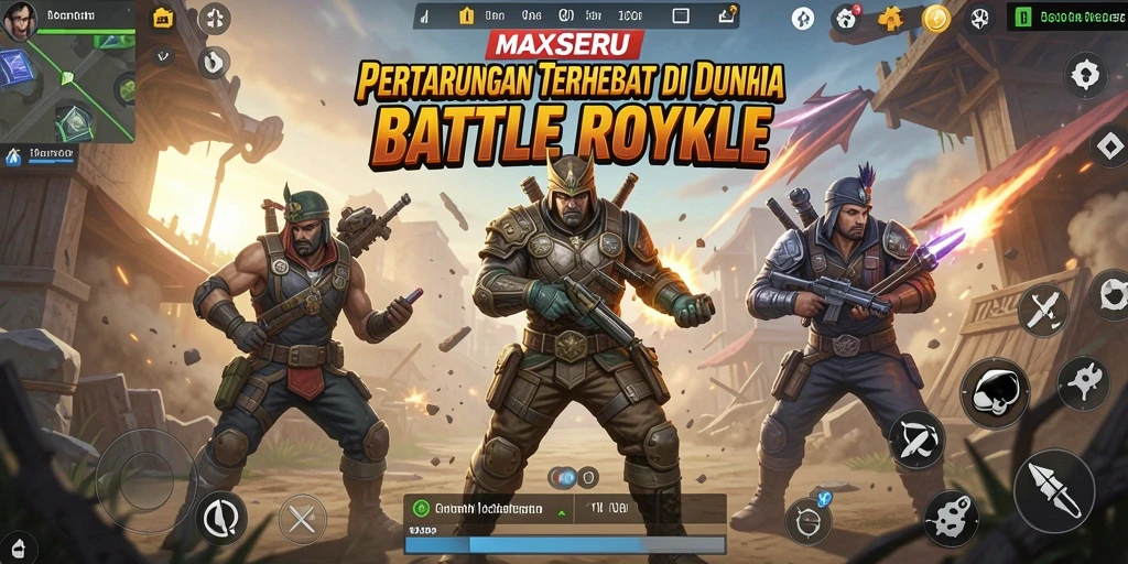 Gameplay epic MAXSERU dalam pertarungan Battle Royale.