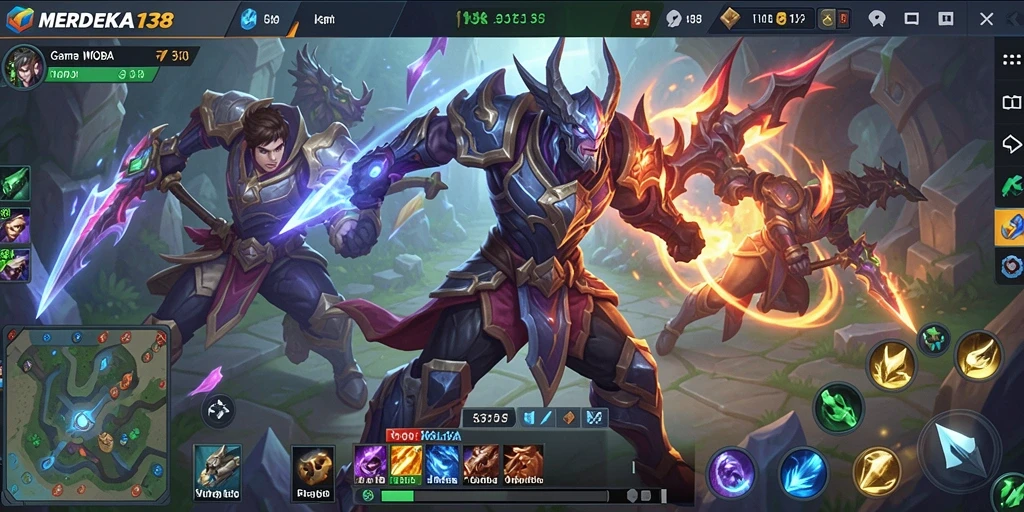 Tampilan utama gameplay MOBA yang mengesankan dari MERDEKA138.