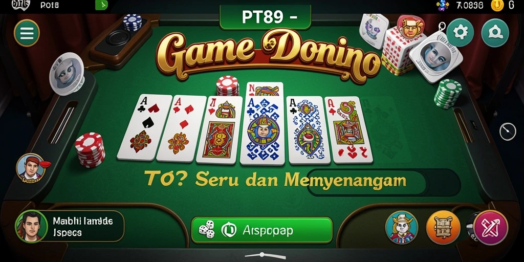 Screenshot dari gameplay PT89 menggambarkan keseruan bermain Domino.