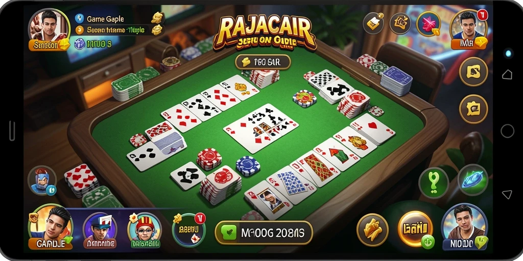 Tampilan gameplay seru dalam aplikasi RAJACAIR yang menampilkan permainan Gaple.