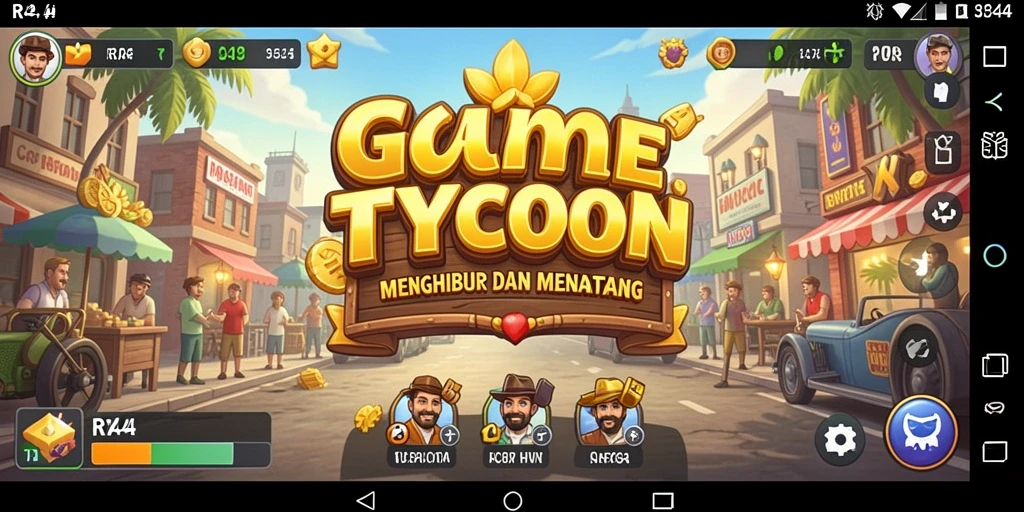 Screenshot utama RR44 menampilkan aktivitas bisnis yang intens dan menyenangkan.